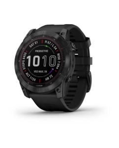 Купить Часы Garmin Fenix 7X Sapphire Solar титановый черный DLC с силиконовым ремешком в E-mobi