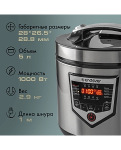 Купить Мультиварка Endever VITA-124 серебристый, черный  в E-mobi