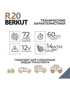 Купить Компрессор автомобильный Berkut R20 72л/мин  в E-mobi