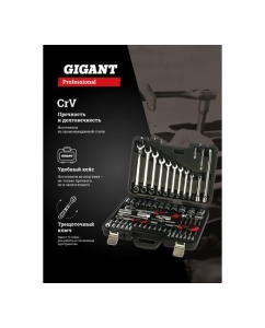 Купить Набор инструментов Gigant Professional 1/2&quot; и 1/4&quot; 82 предмета, Сталь Cr-V, GPS 82  в E-mobi