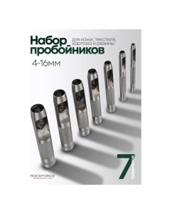 Купить Набор пробойников Rockforce 4, 6, 8, 10, 12, 14, 16 мм, 7 предметов, в блистере RF-3791(50834)  в E-mobi